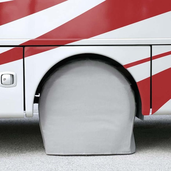 Superior Electric RV Trailer White Vinyl Tire Cover Pair for Size 27 Inch-29 Inch (Set of 2) RVA1604 - main